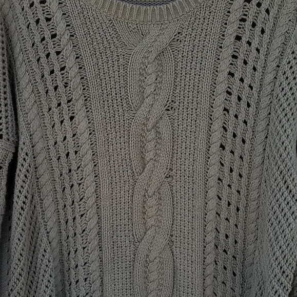 Express Olive Green Oversized Knit Woven Sweater - Picture 2 of 9